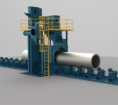 鋼管拋丸機，外壁除銹清理設備